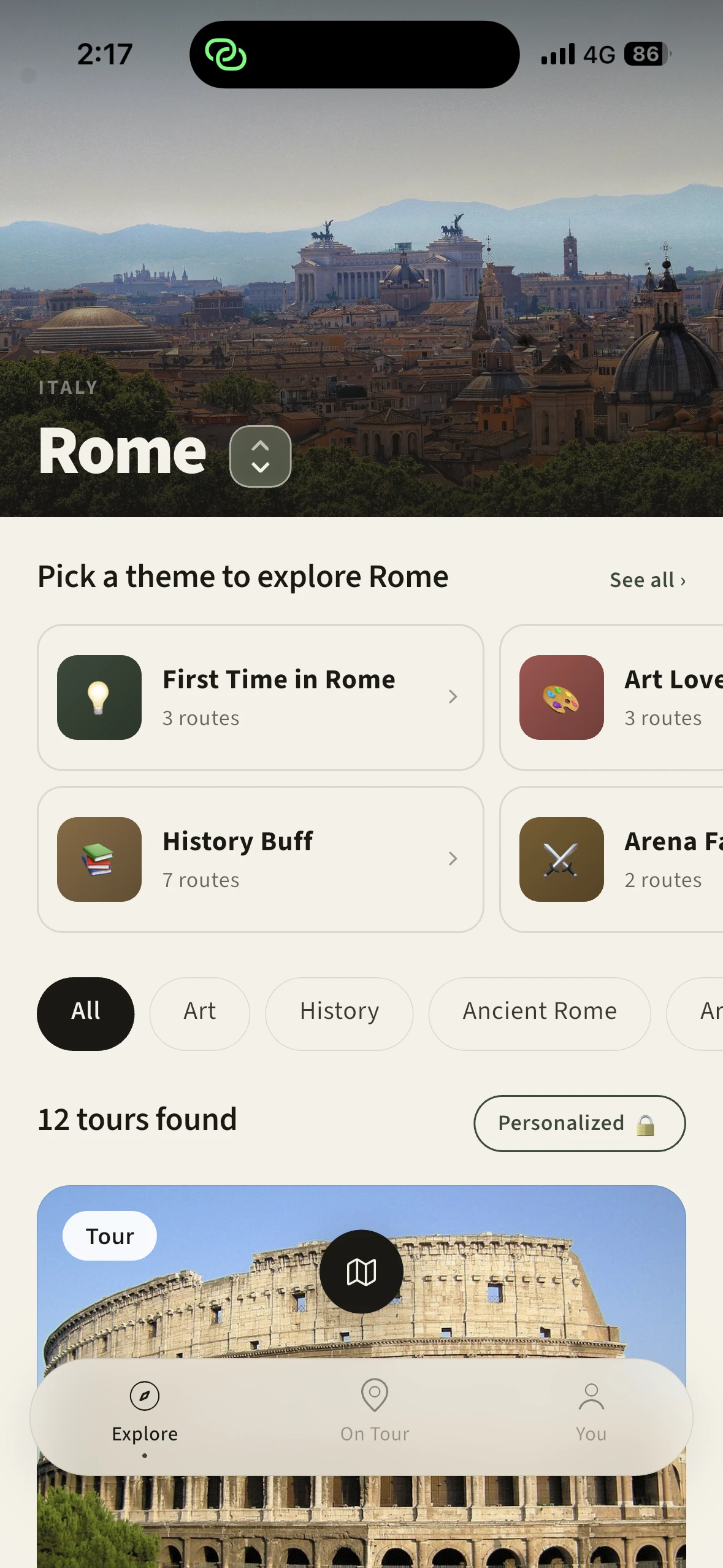 rrawi app — chapters and stops view